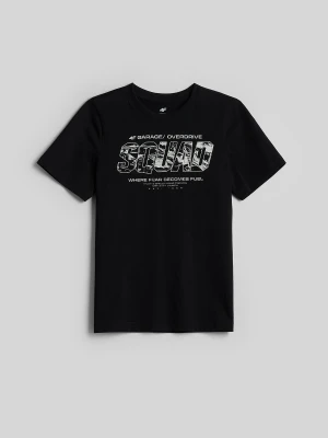 4F T-shirt regular z nadrukiem chłopięcy - czarny 164 (13-14 lat)