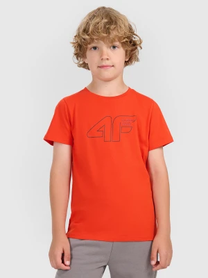 4F T-shirt regular z nadrukiem chłopięcy - czerwony 146 (10-11 lat)
