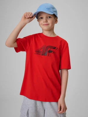 4F T-shirt regular z nadrukiem chłopięcy - czerwony 140 (9-10 lat)