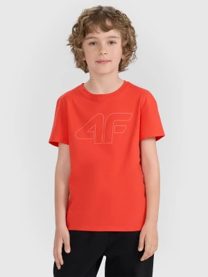 4F T-shirt regular z nadrukiem chłopięcy - czerwony 158 (12-13 lat)