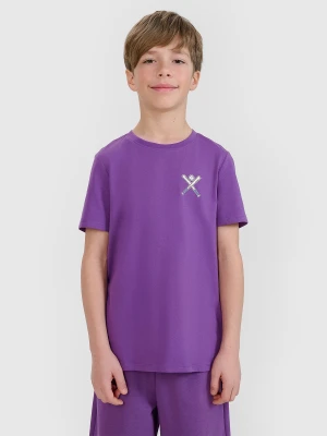 4F T-shirt regular z nadrukiem chłopięcy - fioletowy 146 (10-11 lat)