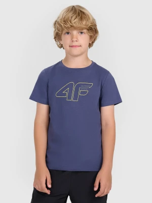 4F T-shirt regular z nadrukiem chłopięcy - granatowy 122 (6-7 lat)