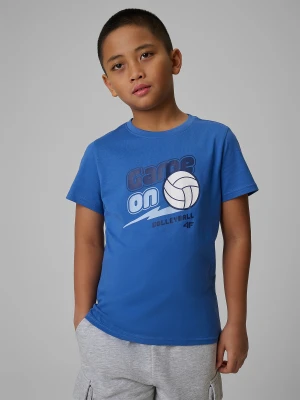 4F T-shirt regular z nadrukiem chłopięcy - granatowy 152 (11-12 lat)