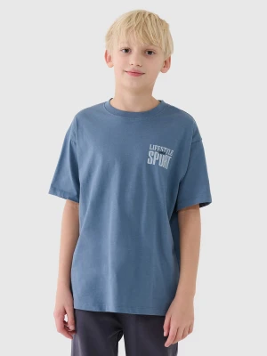 4F T-shirt regular z nadrukiem chłopięcy - granatowy 122 (6-7 lat)