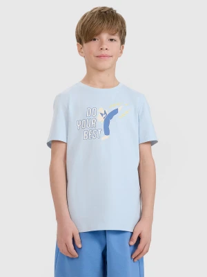 4F T-shirt regular z nadrukiem chłopięcy - niebieski 122 (6-7 lat)