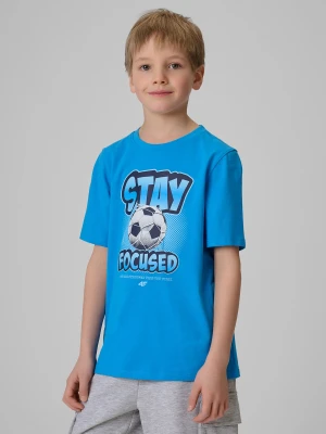 4F T-shirt regular z nadrukiem chłopięcy - niebieski 164 (13-14 lat)
