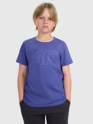 4F T-shirt regular z nadrukiem chłopięcy - niebieski 158 (12-13 lat)