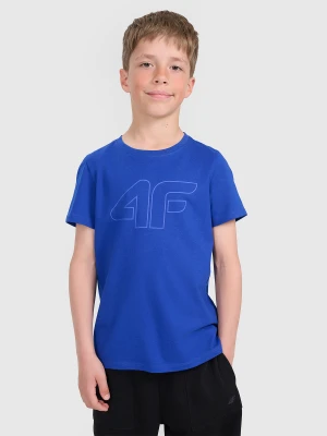 4F T-shirt regular z nadrukiem chłopięcy - niebieski 146 (10-11 lat)