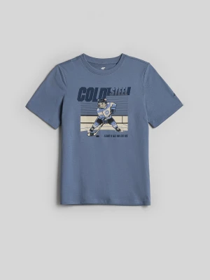 4F T-shirt regular z nadrukiem chłopięcy - niebieski 146 (10-11 lat)