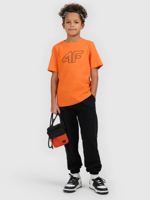 4F T-shirt regular z nadrukiem chłopięcy - pomarańczowy 152 (11-12 lat)