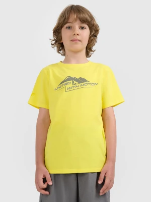 4F T-shirt regular z nadrukiem chłopięcy - pomarańczowy 134 (8-9 lat)