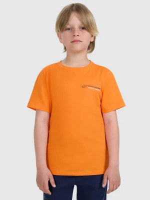 4F T-shirt regular z nadrukiem chłopięcy - pomarańczowy 134 (8-9 lat)