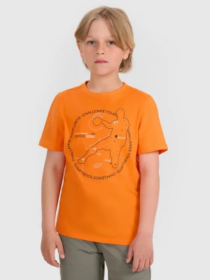 4F T-shirt regular z nadrukiem chłopięcy - pomarańczowy 146 (10-11 lat)