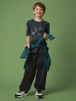 4F T-shirt regular z nadrukiem chłopięcy - szary 146 (10-11 lat)