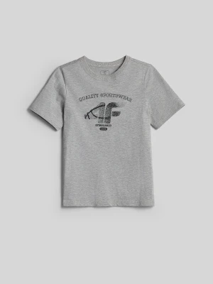 4F T-shirt regular z nadrukiem chłopięcy - szary 134 (8-9 lat)