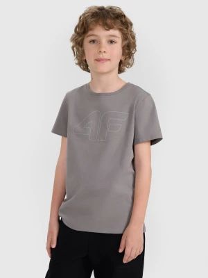 4F T-shirt regular z nadrukiem chłopięcy - szary 122 (6-7 lat)
