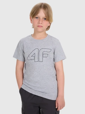 4F T-shirt regular z nadrukiem chłopięcy - szary 134 (8-9 lat)