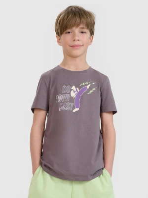 4F T-shirt regular z nadrukiem chłopięcy - szary 164 (13-14 lat)
