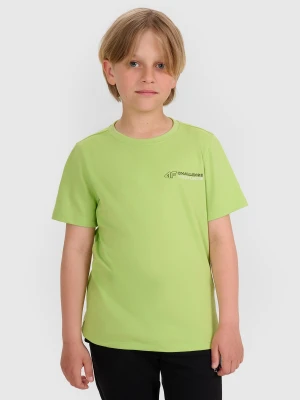4F T-shirt regular z nadrukiem chłopięcy - zielony 164 (13-14 lat)