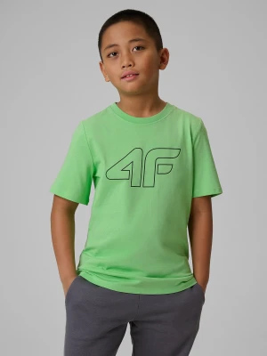 4F T-shirt regular z nadrukiem chłopięcy - zielony 122 (6-7 lat)
