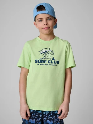 4F T-shirt regular z nadrukiem chłopięcy - zielony 128 (7-8 lat)