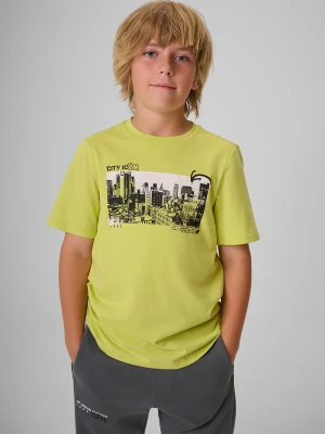 4F T-shirt regular z nadrukiem chłopięcy - zielony 134 (8-9 lat)