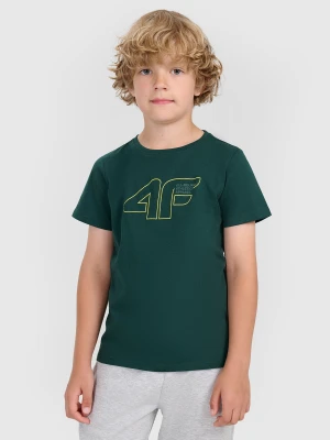 4F T-shirt regular z nadrukiem chłopięcy - zielony 140 (9-10 lat)