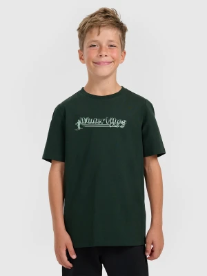 4F T-shirt regular z nadrukiem chłopięcy - zielony 140 (9-10 lat)