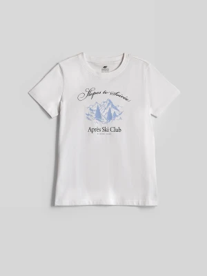 4F T-shirt regular z nadrukiem damski - biały M