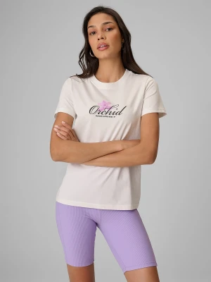 4F T-shirt regular z nadrukiem damski - biały XXL