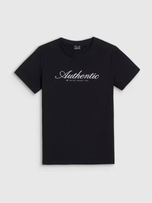 4F T-shirt regular z nadrukiem damski - czarny M