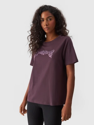 4F T-shirt regular z nadrukiem damski - fioletowy S