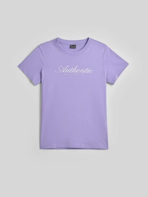 4F T-shirt regular z nadrukiem damski - fioletowy XS