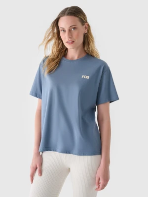 4F T-shirt regular z nadrukiem damski - granatowy XL