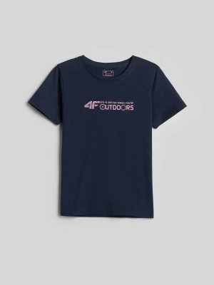 4F T-shirt regular z nadrukiem damski - granatowy M
