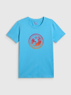 4F T-shirt regular z nadrukiem damski - niebieski M