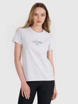 4F T-shirt regular z nadrukiem damski - szary S