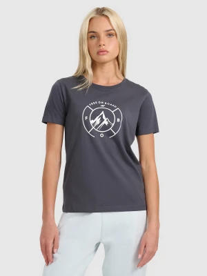 4F T-shirt regular z nadrukiem damski - szary L