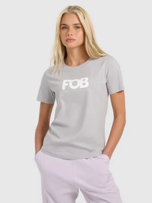 4F T-shirt regular z nadrukiem damski - szary M