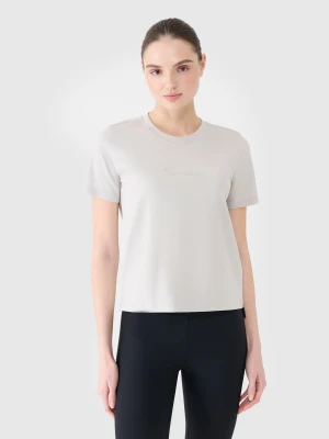 4F T-shirt regular z nadrukiem damski - szary S