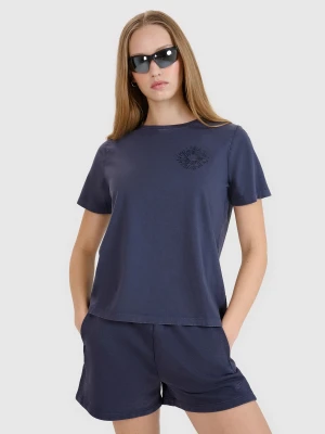 4F T-shirt regular z nadrukiem damski - szary XL