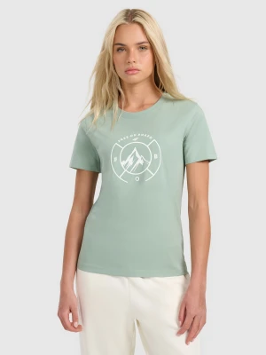4F T-shirt regular z nadrukiem damski - zielony L
