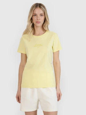 4F T-shirt regular z nadrukiem damski - żółty XXL