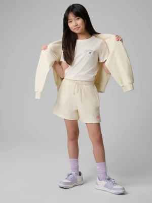 4F T-shirt regular z nadrukiem dziewczęcy - biały 134 (8-9 lat)