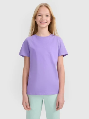 4F T-shirt regular z nadrukiem dziewczęcy - fioletowy 152 (11-12 lat)