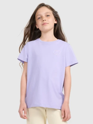 4F T-shirt regular z nadrukiem dziewczęcy - fioletowy 134 (8-9 lat)