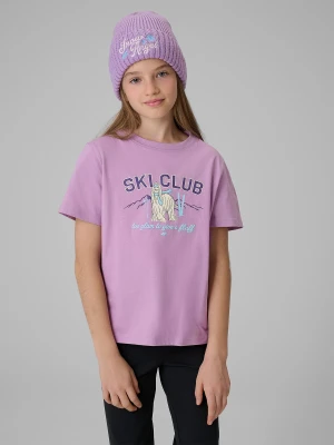 4F T-shirt regular z nadrukiem dziewczęcy - fioletowy 152 (11-12 lat)