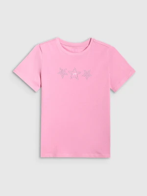 4F T-shirt regular z nadrukiem dziewczęcy - różowy 152 (11-12 lat)