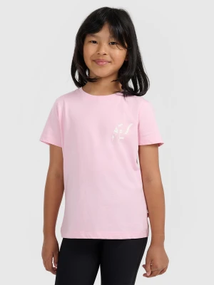 4F T-shirt regular z nadrukiem dziewczęcy - różowy 164 (13-14 lat)