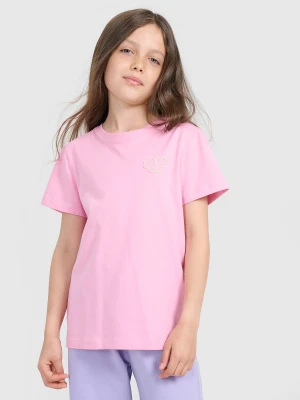 4F T-shirt regular z nadrukiem dziewczęcy - różowy 164 (13-14 lat)